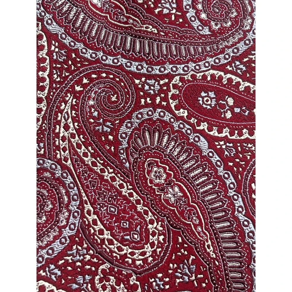 Tasso Elba Maroon Red Blue‎ Paisley 100% Silk Handmade Tie